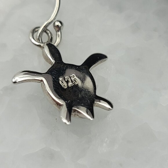 925 Sterling Silver Larimar Sea Turtle Earrings - Picture 4 of 4